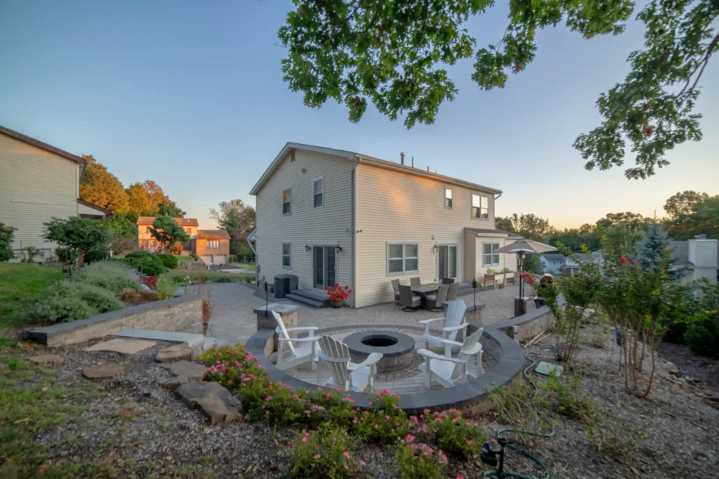 Dual patio with adjoining firepit feature-11