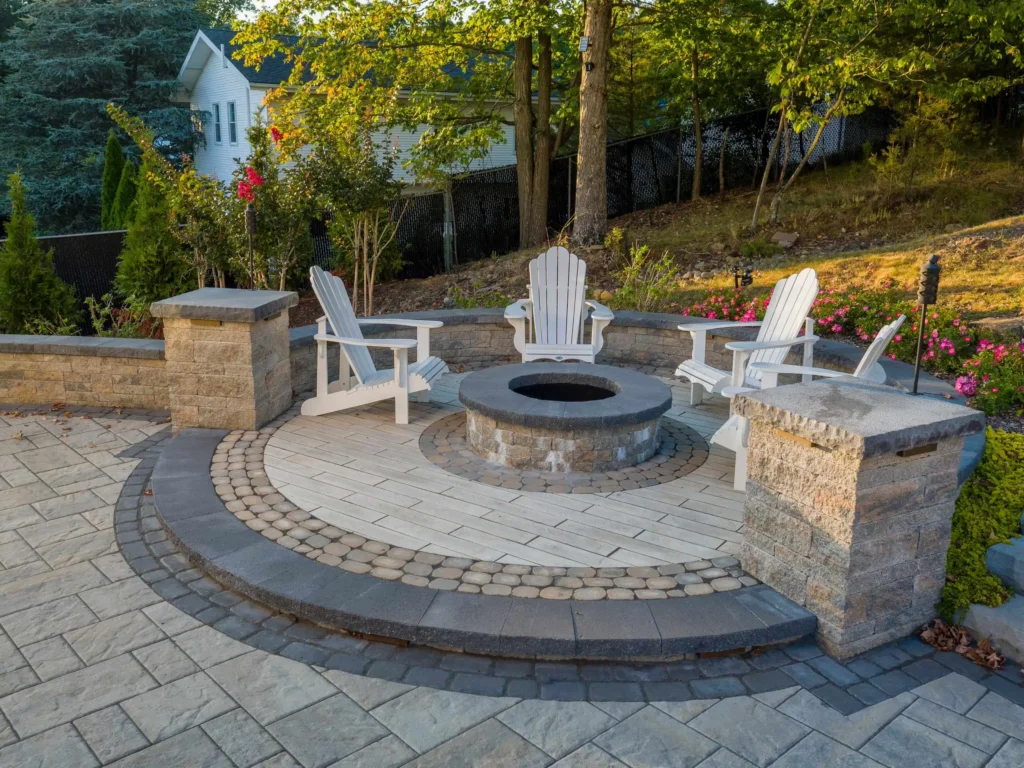 Dual patio with adjoining firepit feature-13
