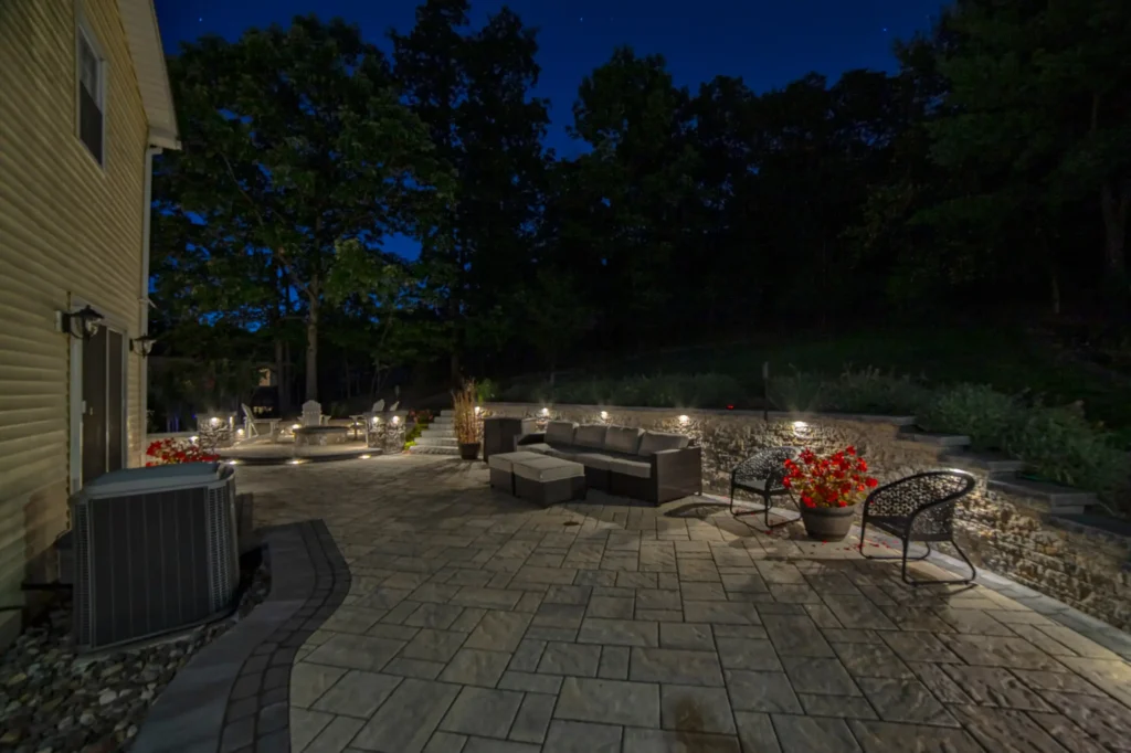 Dual patio with adjoining firepit feature-14