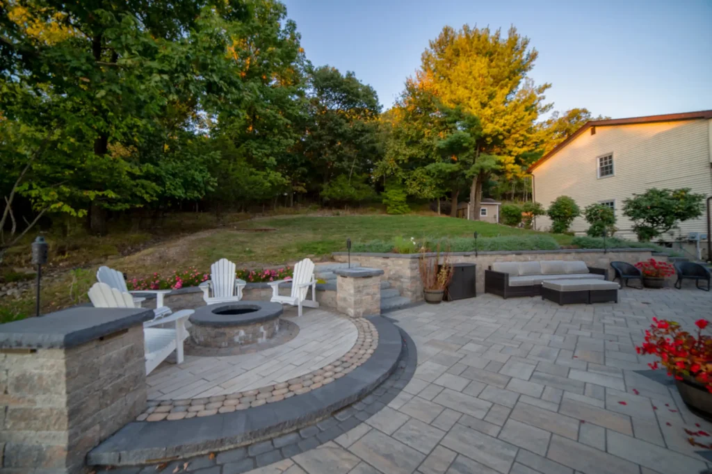 Dual patio with adjoining firepit feature-15