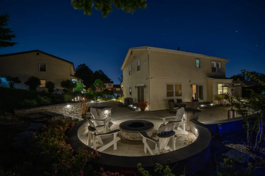 Dual patio with adjoining firepit feature-6