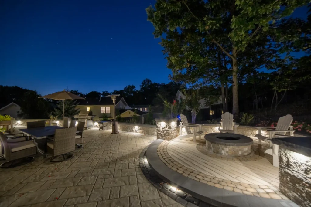 Dual patio with adjoining firepit feature-7